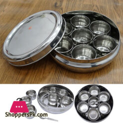 Indian Masala Dabba Stainless Steel 7 Container Kitchen Spice Storage Box