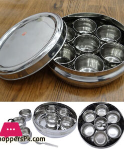 Indian Masala Dabba Stainless Steel 7 Container Kitchen Spice Storage Box 5 Indian Masala Dabba Stainless Steel 7 Container Kitchen Spice Storage Box - Image 2