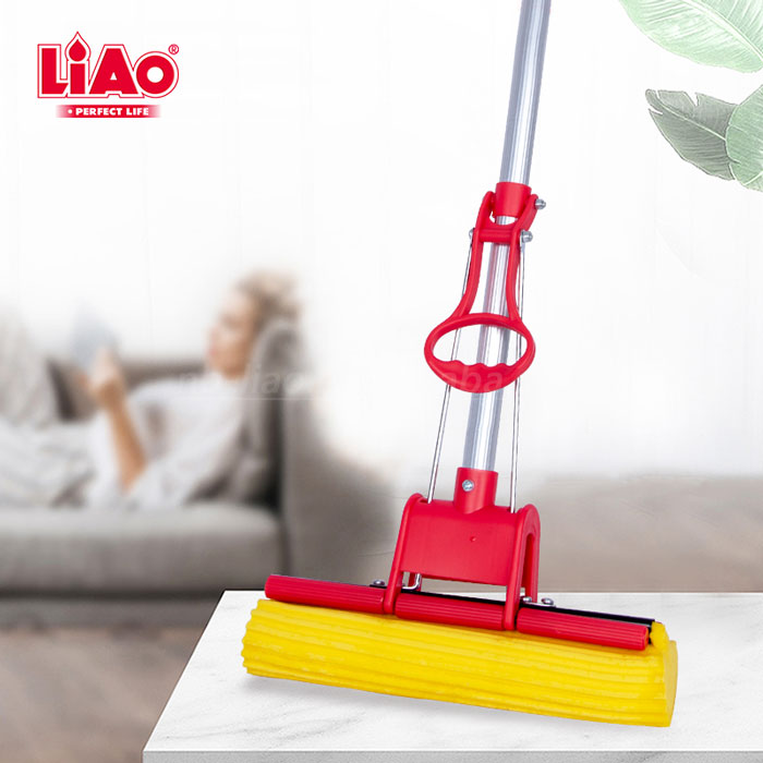 Liao Aluminum Stick Pva Floor Mop Absorbent Sponge Squeeze Mop Cleaning Tool Home Bathroom Kitchen Clean Dust Mop - A130004