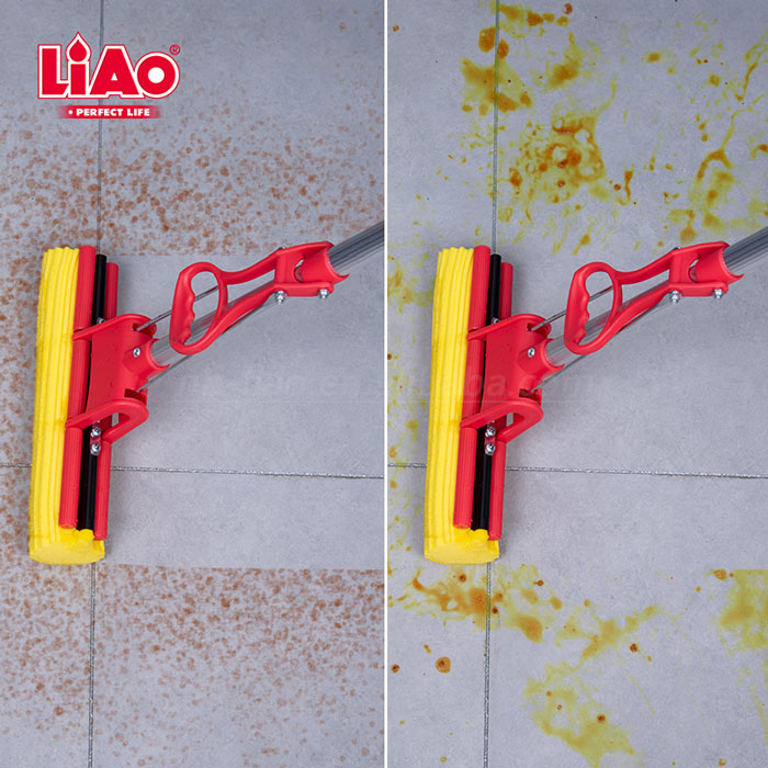 Liao Aluminum Stick Pva Floor Mop Absorbent Sponge Squeeze Mop Cleaning Tool Home Bathroom Kitchen Clean Dust Mop - A130004