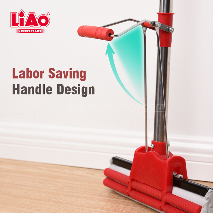 Liao Stainless Steel Stick Pva Floor Mop Absorbent Sponge Squeeze Mop Cleaning Tool Home Bathroom Kitchen Clean Dust Mop - A130053