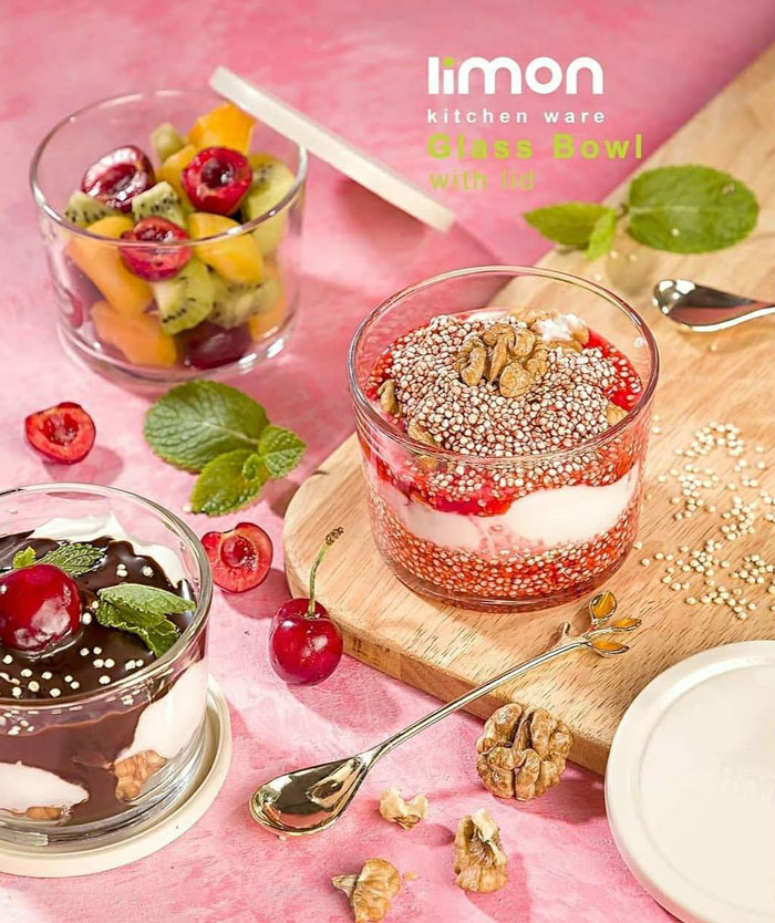 Limon Glass Jar Bowl With Lid 190Ml