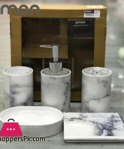 Limon Plastic Bathroom Set Of 5 - ( Marble)