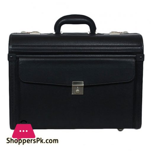 SWISS LAPTOP TROLLEY BAG LEATHER TEXTURE