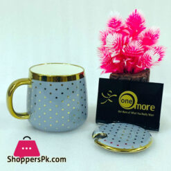 One More Gold Line Dot Coffee Mug With Lid 1 Pcs - E500