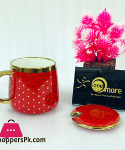 ONE MORE Gold Line Dot Coffee Mug with Lid 1 Pcs - E500