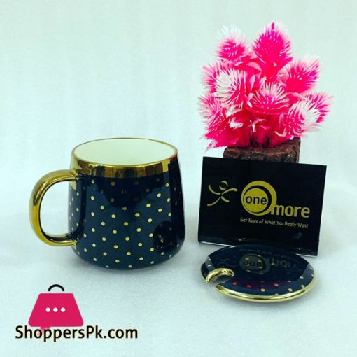 ONE MORE Gold Line Dot Coffee Mug with Lid 1 Pcs - E500