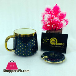 One More Gold Line Dot Coffee Mug With Lid 1 Pcs - E500