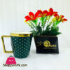 One More Nordic Style Diamond Cut Surface Ceramic Mug With Gold Trim D-500 1-Pcs