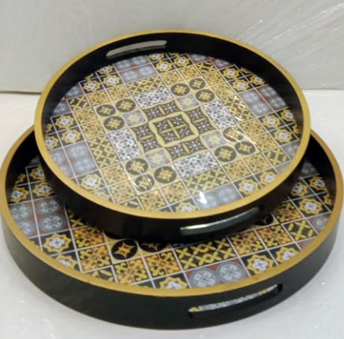 Pearl Serving Tray Set 2 Pieces Octagonal 296S13