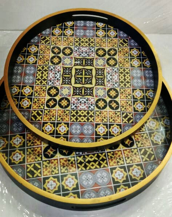 Pearl Serving Tray Set 2 Pieces Octagonal 296S13