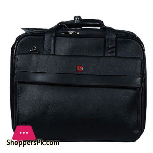 SWISS LAPTOP TROLLEY BAG LEATHER TEXTURE