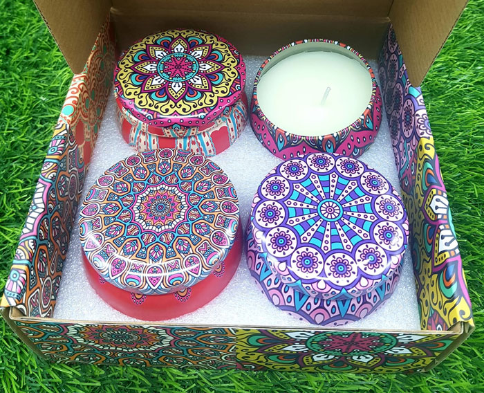 Scented Candles Gift Set X 4 Pcs Natural Soy Wax Scented Candles