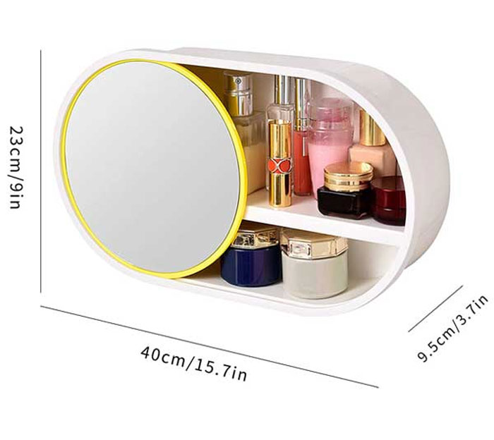 Wall Mounted Cosmetic Storage Organizer With Sliding Mirror 9 Wall Mounted Cosmetic Storage Organizer With Sliding Mirror