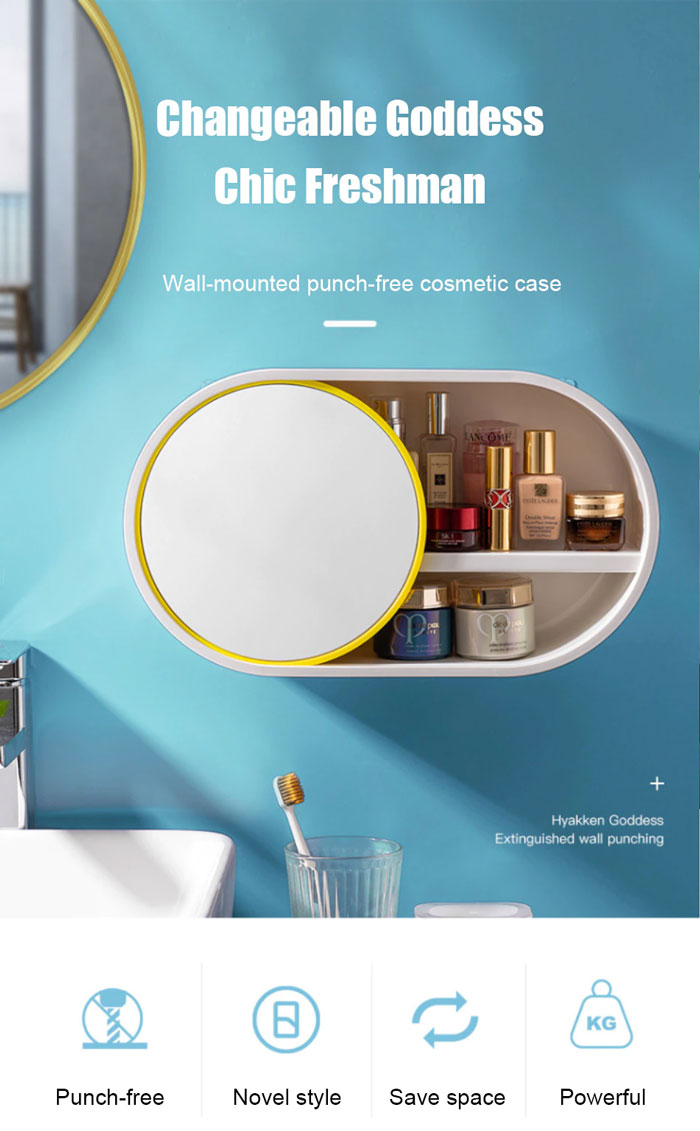 Wall Mounted Cosmetic Storage Organizer With Sliding Mirror 8 Wall Mounted Cosmetic Storage Organizer With Sliding Mirror