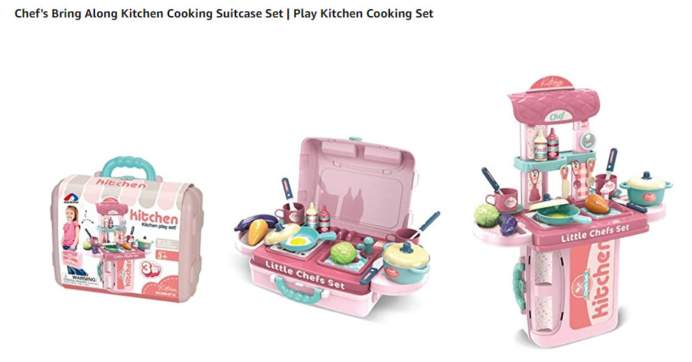 3 In 1 Chef'S Bring Along Kitchen Cooking Suitcase Set Play Kitchen Cooking Set Kitchen Set