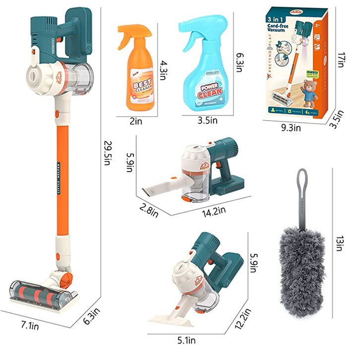 3 In 1 Cord Free Vacuum Cleaner Pretend Kit