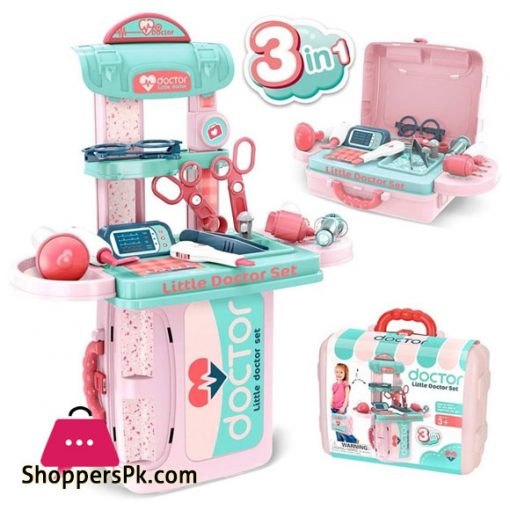 3 in 1 Doctor's Medical Activity Utility Suitcase Doctor Kit Pretend Play Set Toys for Kids