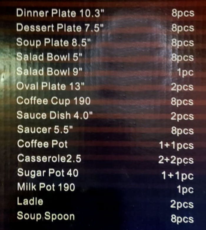 Corolly Dinner Set 72 Pcs 8 - Person