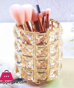 European Luxury Makeup Tools Cosmetic Storage Box Crystal Organizer Pen Makeup Brush Set Holder