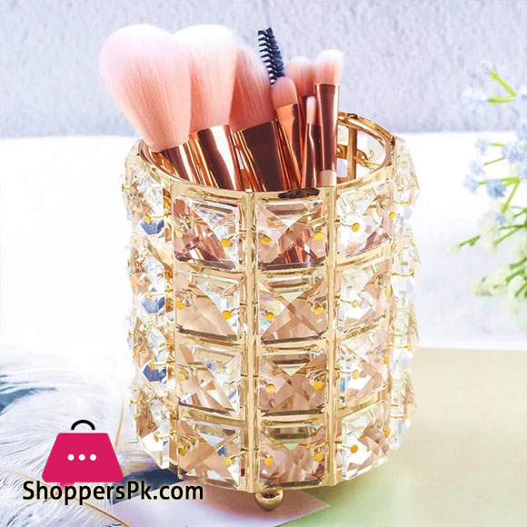 European Luxury Makeup Tools Cosmetic Storage Box Crystal Organizer Pen Makeup Brush Set Holder