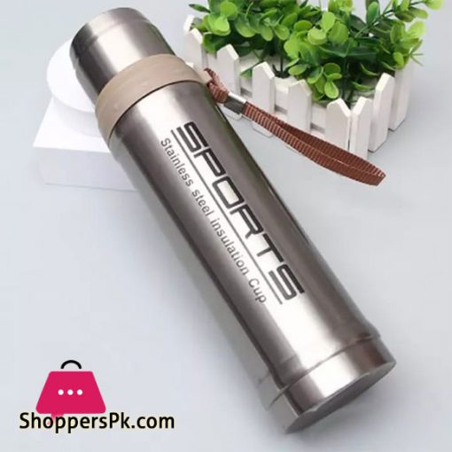 Hot And Cold Stainless Steel Vacuum Flask Water Bottle - Silver Sports (750 ML)