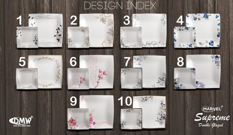 Milton Blossom Double Glazed Melamine Dinner Set Of 64 (8-Person)