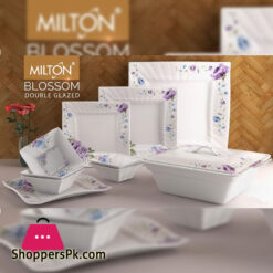 Milton Blossom Double Glazed Melamine Dinner Set of 64 (8-Person)