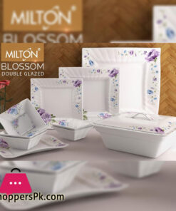 Milton Blossom Double Glazed Melamine Dinner Set of 64 (8-Person)