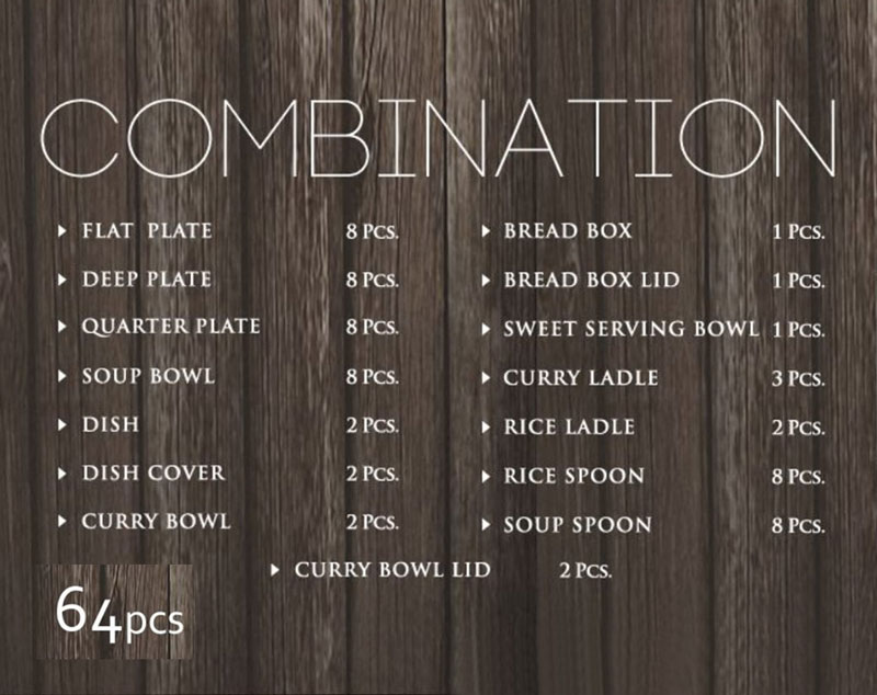 Milton Blossom Double Glazed Melamine Dinner Set Of 64 (8-Person)