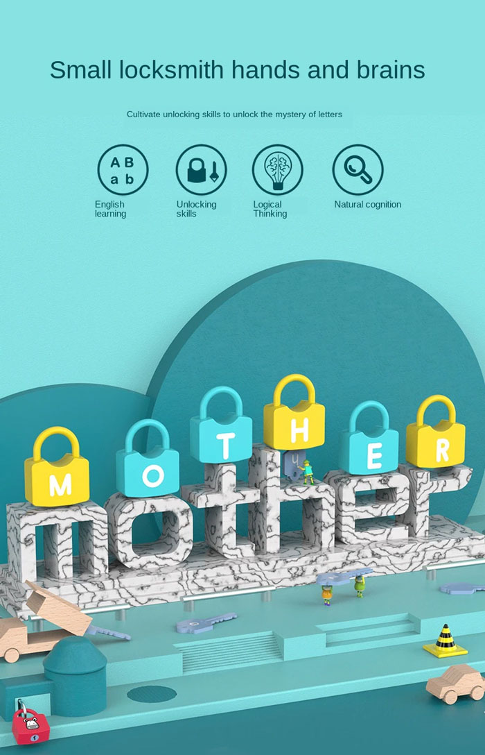 Onshine Children Montessori Alphabet Number Learning Locks Toys Educational Toys For Kids