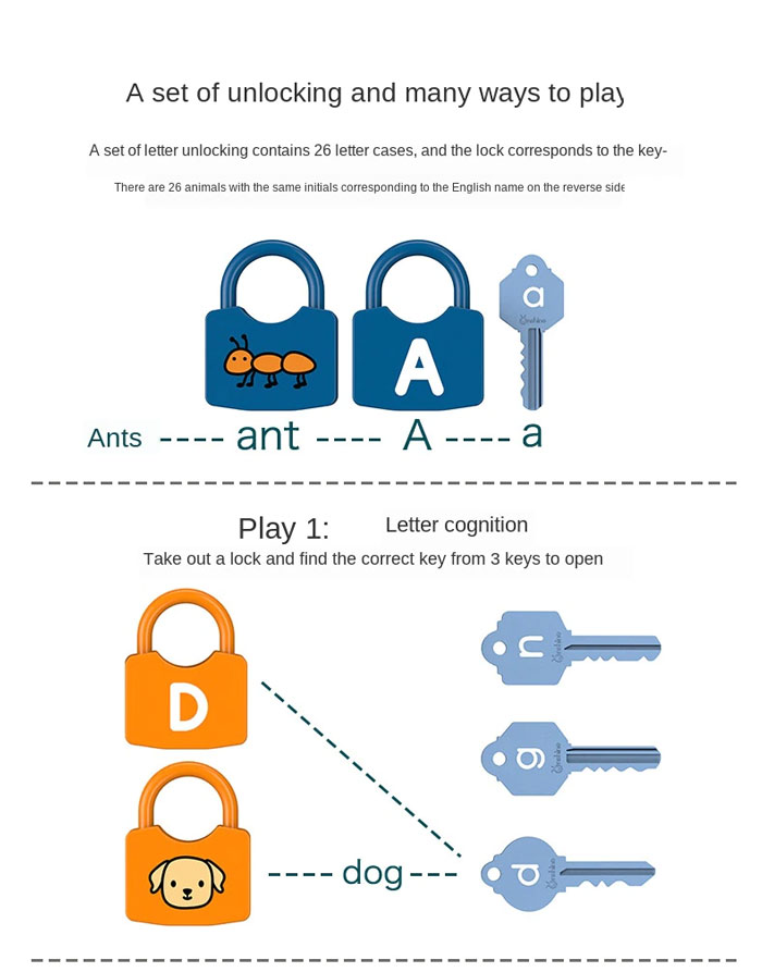 Onshine Children Montessori Alphabet Number Learning Locks Toys Educational Toys For Kids