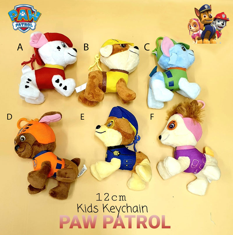 Paw Patrol Plush Toy Pendant Ring Keychain Backpack 12 Cm ( Pack Of 6 )