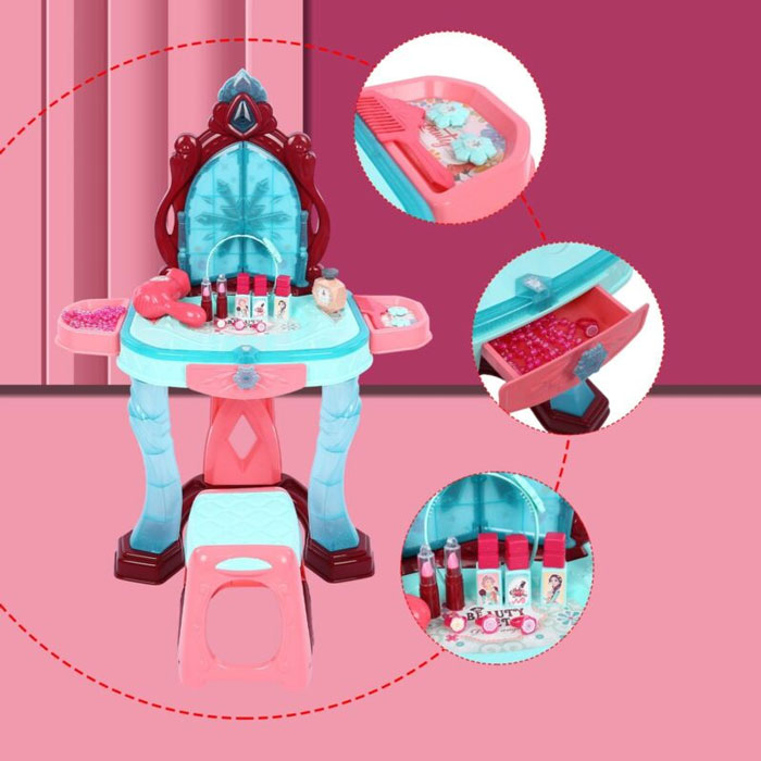 Pretend Play Girls Beauty Dresser Table + Fashion &Amp; Makeup Accessories Kids