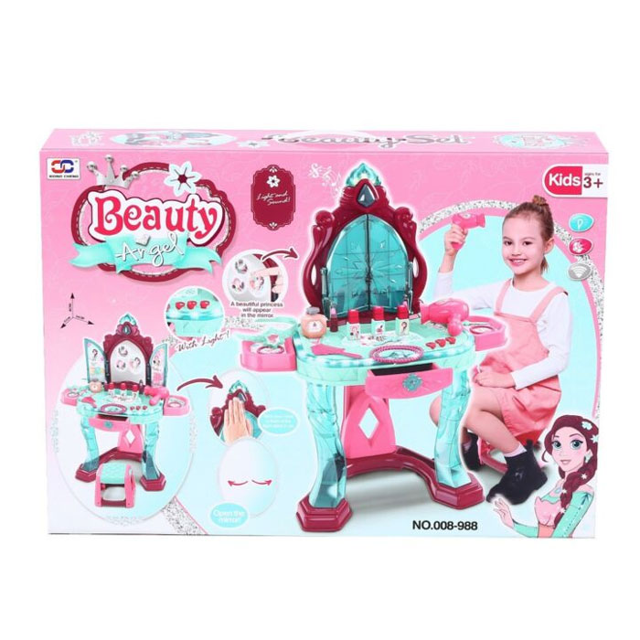 Pretend Play Girls Beauty Dresser Table + Fashion &Amp; Makeup Accessories Kids