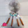 Pure Stainless Steel Frying Strainer With Wooden Handle - 16Cm