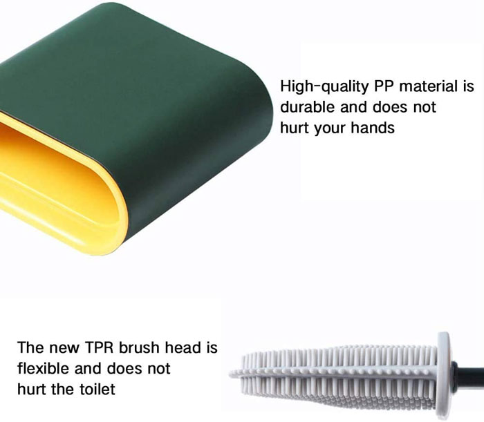 Silicone Antibacterial Toilet Brush With Holder Deep-Cleaning