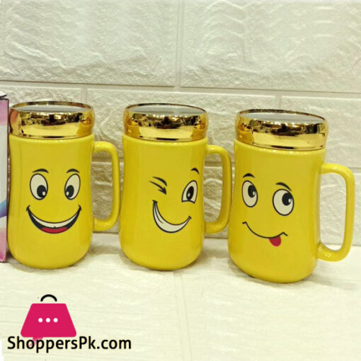 Smily Ceramic Mug with Cap - 1 Pcs