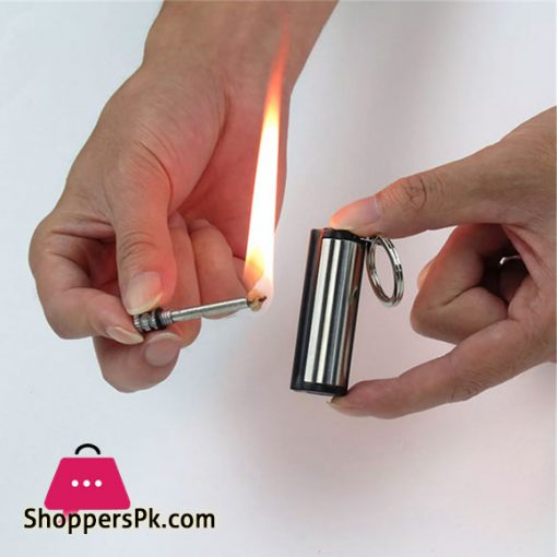 Steel Fire Lighter Keychain Flint Lighter Emergency Survival Kit Outdoor Tools - 1 Pcs