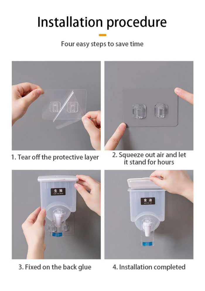 Wall Mounted Oil Bottle Liquid Spice Jar Vinegar Dispenser Bbq Cooking Baking Accessories Kitchen Seasoning Organizer Punch Free 1-Pcs