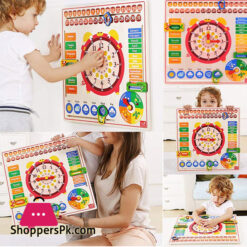 Wooden Calendar Toy Learn Calendar Time Date Weekdays Weather Seasons