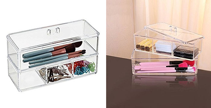 2-Layer Cosmetic Rectangular Transparent Makeup Organizer
