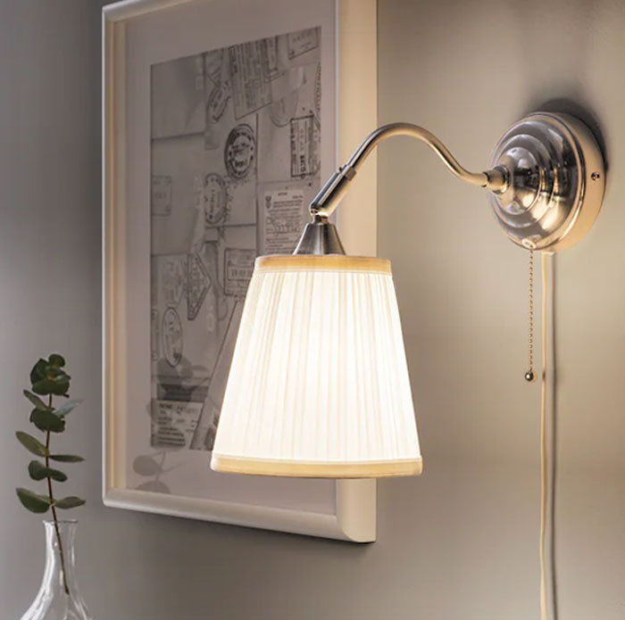 Arstid Wall Lamp With Led Bulb Nickel Plated White
