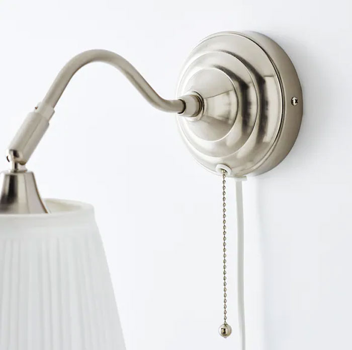 Arstid Wall Lamp With Led Bulb Nickel Plated White