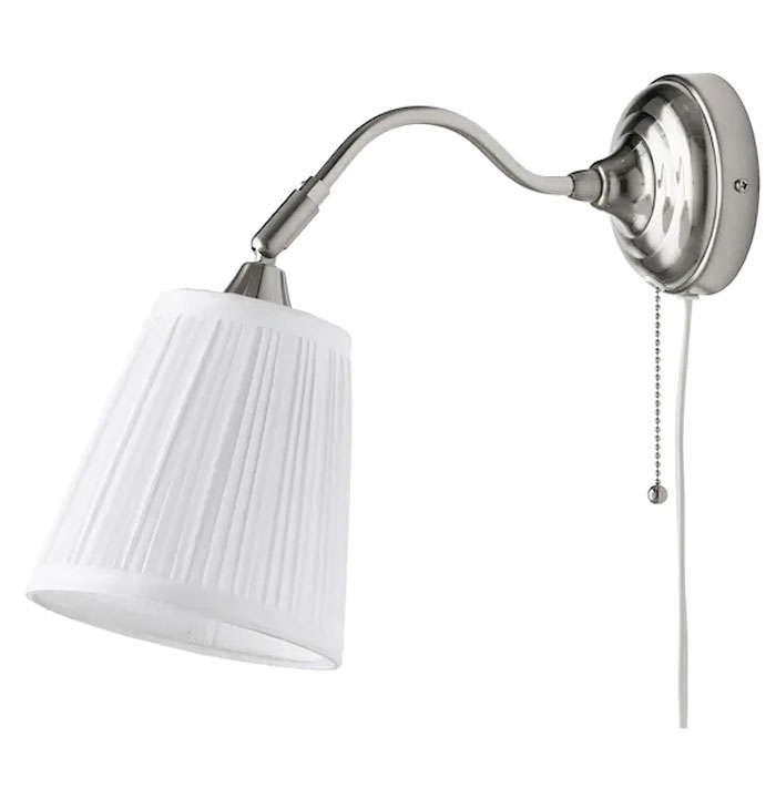 Arstid Wall Lamp With Led Bulb Nickel Plated White