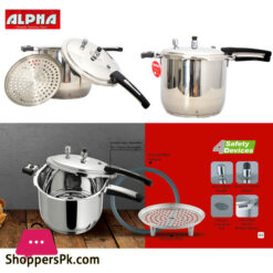 Alpha Stainless Steel Pressure Cooker with Steamer 7 - Liter