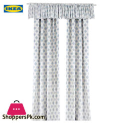 Ikea EKSPINNARE Pair of Curtains with Valance and Rings 145 x 300 cm Blue