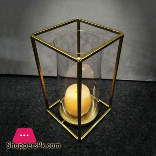 Exotic Design Gold Candle Holder Fire Proof Glass 10 x 4 Inch