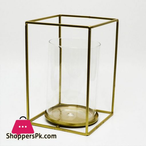 Exotic Design Gold Candle Holder Fire Proof Glass 10 x 4 Inch