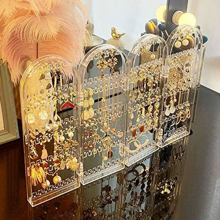 Foldable Acrylic Earring Stand Bracelet Stand Necklace Organizer Jewelry Organizer